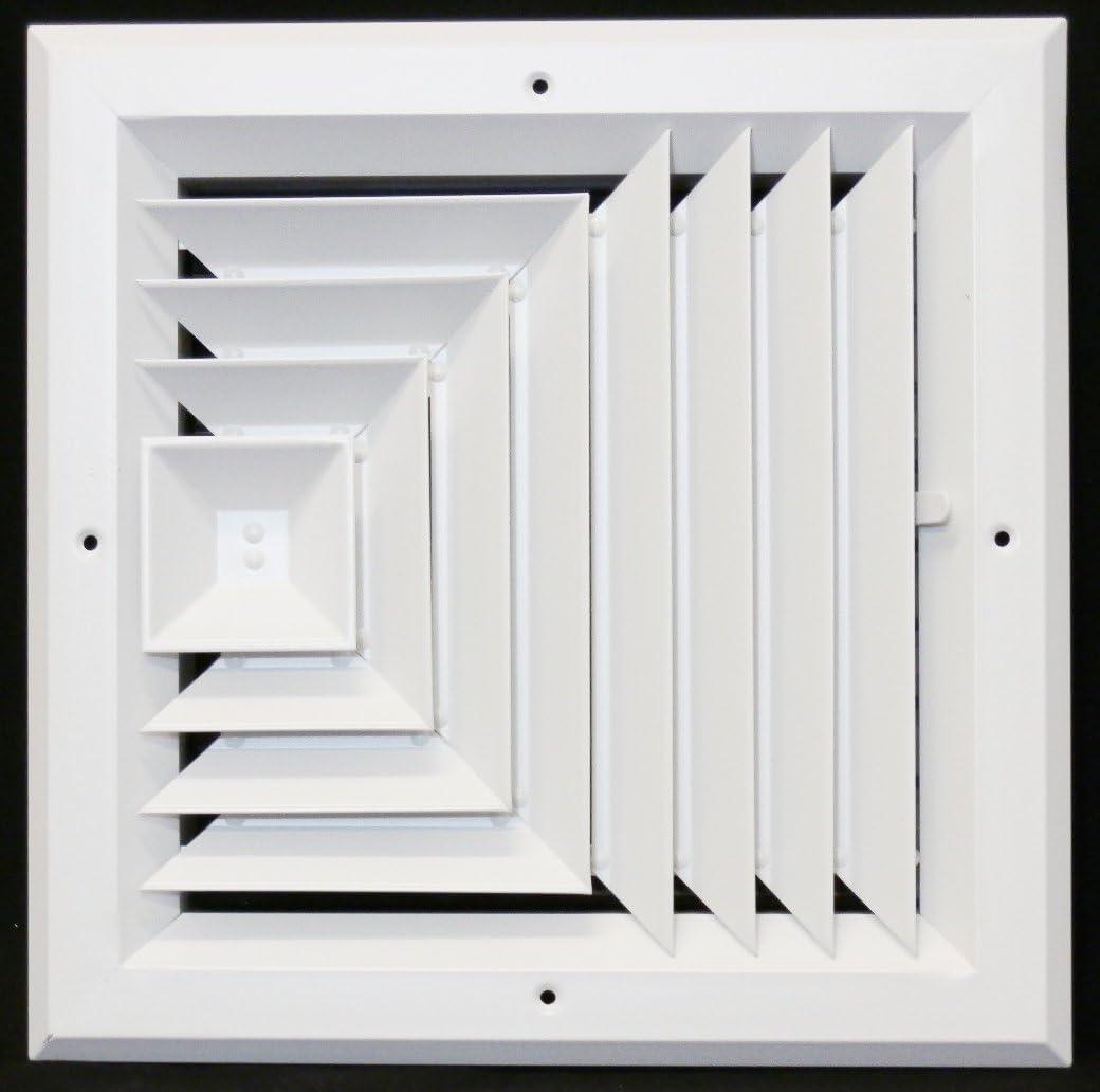 HVAC Premium 10'' x 10'' - 3-Way Extruded Aluminum Ceiling Diffuser Square - HVAC Vent Cover