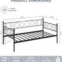 Daybed without Trundle, Trundle Bed Twin with Heart-Shaped Headboard, Sturdy Metal Sofa Bed, Heavy-Duty Metal Bed Frame Support, for Living Rooms, Bedrooms, and Guest Rooms, Easy Assembly, Black