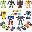 8 Pcs Mini Transforming Toys, 3.5 inch Transformed Toys, Small Car Robot Hero Action Figures, Deformation Robots Birthday Party Favors for Kids Boys Girls 3 4 5 6 7 8 9 10 Year Toy