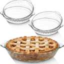 Uiifan 4 Pack 7.5 Inches Mini Glass Pie Pan for Baking Clear Pie Plate with Handles Round Glass Dish for Baking and Serving, Snacks, Salads, Desserts