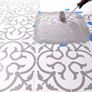 STENCILIT Scandinavian Floor Stencil - Repositionable for 16x16 In Tile stencil, Floor Stencils for Painting Floors, Concrete Stencils for Patio, Large Floor Stencils