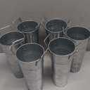 Set of 6 Galvanized Metal Vases 10inch Small Rustic Flower Bucket Flower Vases for Bouquet Farmhouse French Flowers Bucket with Handles for Home Decor and Wedding Table Centerpiece Decor