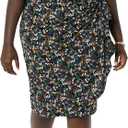 Amazon Essentials Women's Cap Sleeve Boat-Neck Faux Wrap Dress (Medium, Black Ditsy Floral)