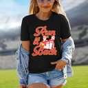 Game Day Shirt Women: Team Fan T-Shirt Cute Football Heart Graphic Tees Casual Season Short Sleeve Tops (Black, S)