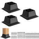 4x4 Post Base 3Pcs,Heavy Duty 4x4 Post Bracket Fit 3.5"x3.5" Standard Lumber, Steel Deck Post Base for Deck Porch Handrail Railing Support with Screws
