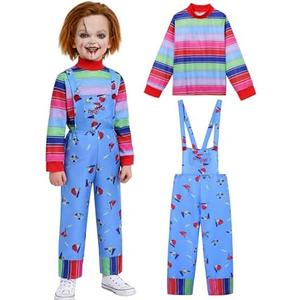 Chucky Costume for Kids,Halloween Killer Role-Playing Costumes, Bizarre Costumes for Boys, and Girls, Including Tattoos Scars Medium