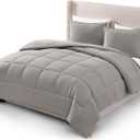 UGG Leonora Comforter Set with 2 Pillow Shams Lightweight Down Alternative Blanket Reversible Cozy Warm All Season Washable and Hypoallergenic Bedding Set, Full/Queen, Light Grey