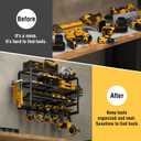 YYR 4 Layer Power Tool Organizer Wall Mount, Cordless Drill Hanger Storage Rack, Battery Tools Holder with Charging Station Shelf for Garage Organization, Workshop, Pegboard, Shed - 24 Inch 6 Slots