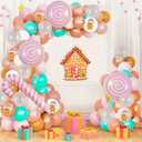 Christmas Gingerbread Balloon Arch Garland Kit, Xmas Pink Green Balloons with Foil Balloons for Christmas Party Decorations Xmas New Year Birthday Party Supplies