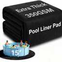 AHEONLAR 15FT Pool Liner Pad 350G/M Thicker, Black Pool Pads for Above Ground Pool, Heavy Duty Round Pool Liner Pad Geotextile Material Pool Liner Puncture-Proof Pool Bottom Padding(15'Round)