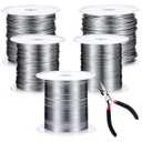 5 Roll Jewelry Making Wire 16,18, 20, 24, 26 Gauge Silver Wire for Jewelry Making 0.2/0.4/0.6/0.8/1.0mm Dead Soft Round Copper Bead Wires with a Pliers for Wires Wrapping, Crafting (Silver)