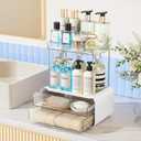 Delamu Bathroom Counter Organizer 2-Drawers 2-Tier Acrylic Makeup Organizer for Vanity Countertop, Skincare Perfume Storage, Easy Assembly, Ideal Gift for Women, Bath Linen Sets, Clear