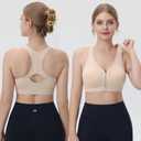 Evercute Women's Zip Front Sports Bras Wireless Padded Racerback Medium Support Post-Surgery Bra Yoga Exercise Athletic Bras
