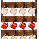 2-in-1 Coffee Mug Holder Wall Mount, 4-Tier Coffee Mug Rack Wall Mounted with 16 Adjustable Hooks and Storage Shelf, Wooden Cup Hanger Organizer for Home Kitchen Display and Collection (Brown)