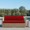 idee-Home Outdoor Cushions for Patio Furniture, Waterproof Outdoor Seat Cushion Hampton Bay Deep Seat Replacement Cushions for Garden, Red