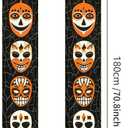 Halloween Door Banner 12x71 Inch Porch Hanging Front Door Indoor Outdoor Spooky Decorations Stacked Masks Spider Web Vertical Banner