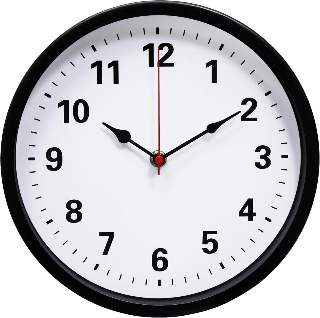 LEIKE Metal Indoor Outdoor Wall Clock 10IN Black, Retro Silent Quartz Battery Operated, Decorative for Patio, Kitchen, Living Room, Bedroom, Pool