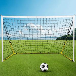 Warmyou Folding Backyard Soccer Goal - 12x6FT or 10x6.6FT, Portable Training Net for Kids & Adults with Carry Bag & 4 Ground Stakes