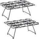 Patelai 2 Pack Ice Cream Cone Baking Racks 12-cavity Cupcake Cone Holders Cupcakes Display Stands Cooling Racks for Home Kitchen Baking Cooking Ice Cream Tools Supplies(Black)