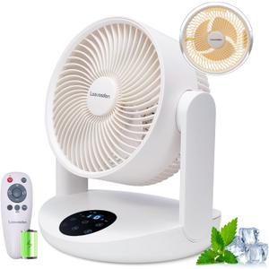 Portable Rechargeable Table Fan with Night Light, 20000mAh Battery Operated Desk Fan Cordless Air Circulator Fan, 12 Speeds, 12H Timer, Camping Fans for Home Office Dorm