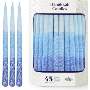 The Dreidel Company 3-Tone Blue Frost Dripless Hanukkah Candles, 1-Hour Burn Time, 45 Decorative Chanukah Candles (Single)