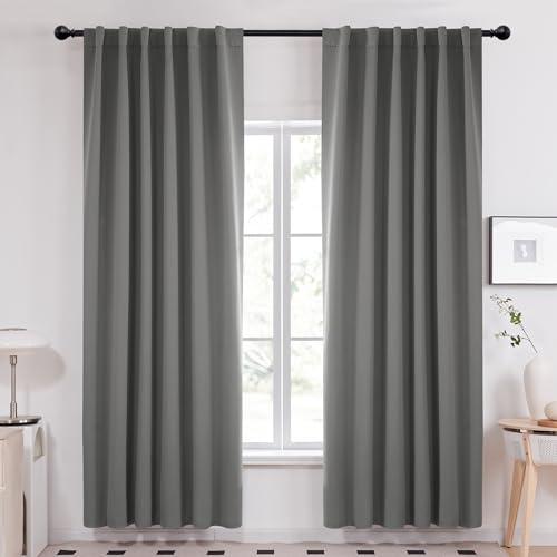 Deconovo Blackout Curtain Panels Window Draperies Rod Pocket/Back Tab Curtains Thermal Insulated Blackout Curtains for Bedroom 52Wx84L Inch Light Grey 2 Panels