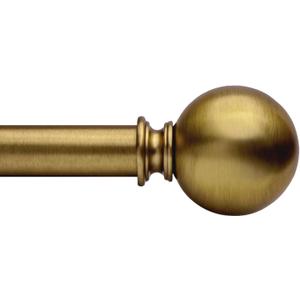 Golde Curtain Rods for Windows 18 to 45 inches,1 Inch Modern Metal Drapery Rods,Adjustable Heavy Duty Curtain Pole with Round Finials(18"-45"Aged Brass)