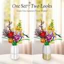 2 in 1 Vase Flowers Bouquet Building Set, Artificial Flowers Bouquet Sets for Adults & Women, for Wife Mom Mother, Comptatible with Lego Flowers Bouquet, 1458 PCS, Medium