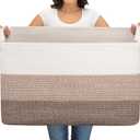 OIAHOMY Extra Large Blanket Basket, 110L Cotton Rope Woven Laundry Basket, Toy Bin for Baby Room, Container for Blanket Storage in Living Room, 24.8''×17.3''×15.8'', Gradient Brown