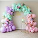 Pink Purple Mint Green Balloon Arch Kit Double Stuffed Pastel Balloons with Gold Butterflies for Baby Shower, Girl Birthday, Butterfly Theme, Baby in Bloom, Spring or Garden Party Decor