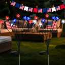 2 x 4th of July Decorations Outdoor Solar Star Swaying Lights, 2Pack Red White and Blue Star Tree Pathway Lights Fourth of July Patriotic Lights for Memorial Day Independence Day Garden Yard Grave Decor