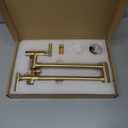 Havin Brushed Gold Pot Filler Faucet, Wall Mount Commercial, Stainless Steel Material Folding Kitchen Tap, Coffee Machine Faucet with Stretchable Double Joint Swing Arms, Upside Down Style