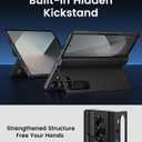 BXYJY for Samsung Galaxy Z Fold 6 Case with Kickstand & Front Screen Protector & Hinge Protection, Slim Fit Rugged Hard 360 Full Body Cover Protective Phone Case for Samsung Z Fold 6 5g 2024, Black