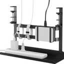 YECAYE Under Desk Cable Management Tray, All-Metal Clamp-Mount Cable Management Organizer Tray, Computer Cord Organizer Rack, Standing Desk Wire Organization for Office and Home, Black