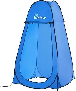 Wolfwise Pop Up Shower Tent for Camping Essentials, Portable Instant Changing Tent with Ventilation Window & Carry Bag, Privacy Dressing Room Bathroom Toilet for Beach & Outdoor, Extra Tall, Blue, Extra Tall: 6'11" H, 47.2" W