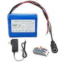 KBT 12V 2400mAh Rechargeable Li-ion Battery, Bare Leads Wire Replacement Battery Pack with Charger Compatible with 12V Devices RC Car, Boat, Robot, DIY, LED Light Strip, CCTV Camera