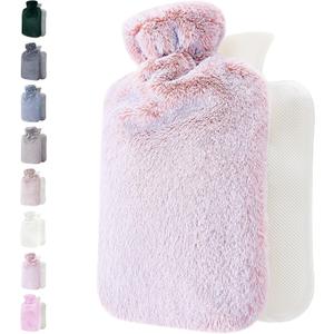 Qomfor Hot Water Bottle with Soft Cover - 1.8L Large - Classic Hot Water Bag for Pain Relief, Neck and Shoulders, Feet Warmer, Menstrual Cramps, Hot and Cold Therapy - Great Gift for Girls - Pink