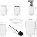 Bathroom Accessory Set 6 Piece Bathroom Accessories Set with Toothbrush Holder&Cup,Soap Dispenser& Dish,Toilet Brush Holder,Trash Can Plastic Gift Set for Bathroom Decorative CountertopWhite