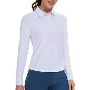 M MOTEEPI Sun Shirts UV Protection Womens Polo Shirts with 3-Botton Womens Golf Shirts Lightweight (Black)