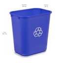 Amazon Basics Rectangular Commercial Office Recycling Wastebasket with Recycle Logo, Easy to Clean, 7 Gallon, Blue, Pack of 2