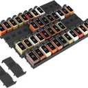 Famhap Spice Drawer Organizer, 48PCS Interlocking Expandable Seasoning Rack Tray Insert for Kitchen Drawers, Spice Rack Drawer for Spice Jars (Black)