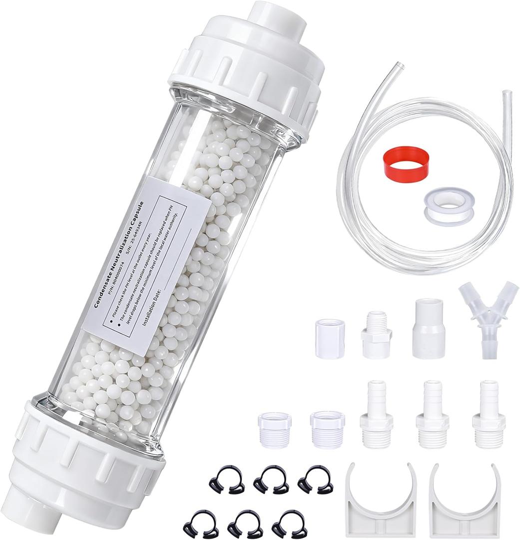 Condensate Neutralizer Kit, Compatible with Rinnai Tankless Water Heater, Replacement for Model 804000074 - Acidic Condensate Neutralizer Prevents Pipe Corrosion & Damage