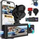 3 Channel 4K Dash Cam Front Rear and Inside with 5G WiFi & APP Control, 4K/2.5K+1080P+1080P Dashcam for Car, Dash Camera with 64GB Card, 24H Parking Monitor, Night Vision, Loop Recording, G-Sensor