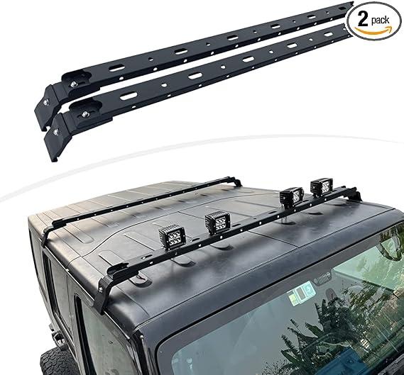 Steel Maximum Load 300 lbs Roof Rack Bars Kayak Cargo Carriers Crossbar roof Rack Compatible with Jeep Wrangler JK JL Gladiator JT 2007-2024 (4 Door Hard Top)