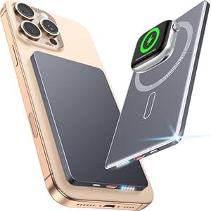 5000mAh for Magsafe Battery Pack Mini 22.5W Wireless Power Bank Fast Charging USB C in Out Power Pack, Magnetic Portable Charger Slim Powerbank for iPhone 17 16 15 14 13 Plus/ Pro/ Pro Max, Black