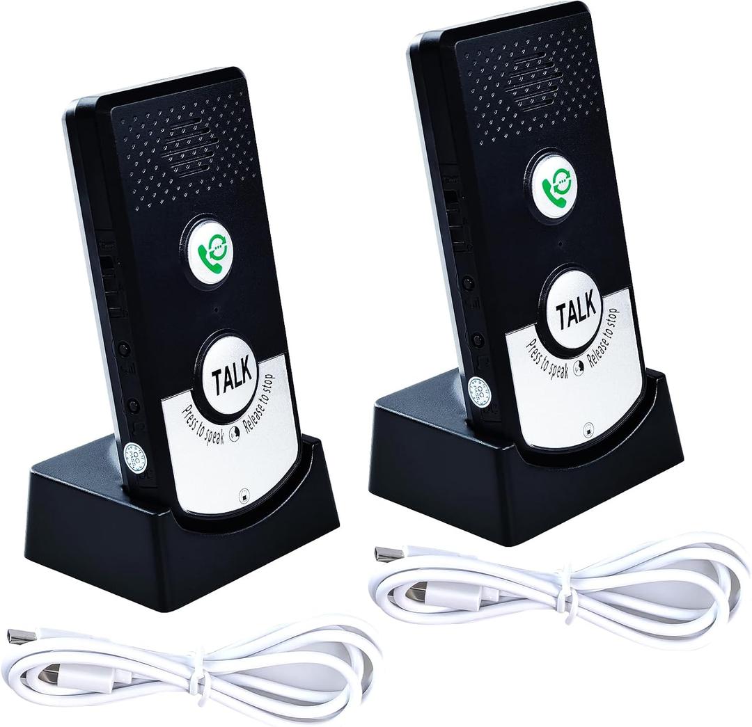 2 Way Voice Intercom System, Indoor/Outdoor Voice Intercom, Intercomunicador for Home Office, Communication, Caregiver Pager, Calling System for Patients, Seniors, Black