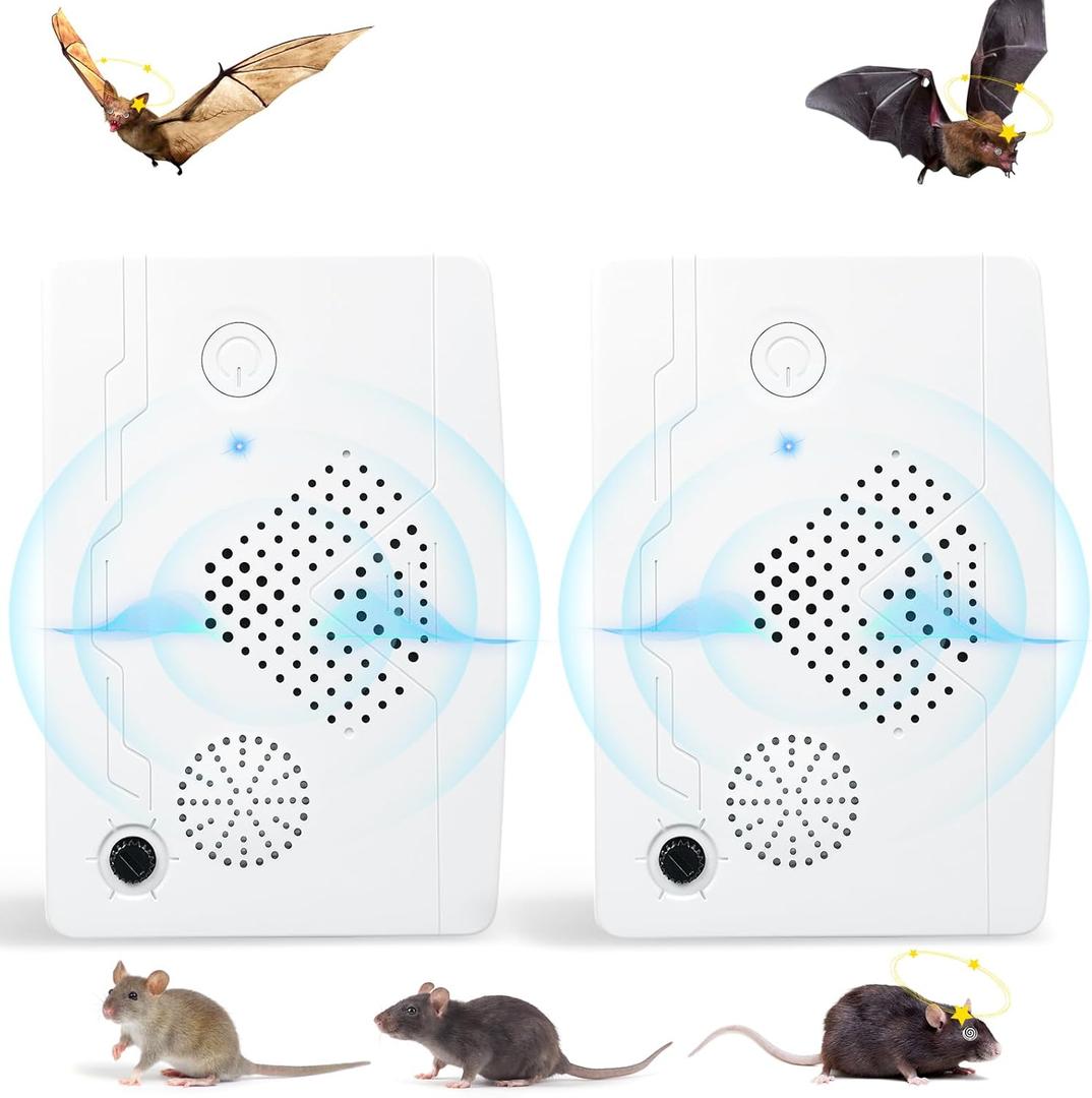 2026 Upgraded Bat Deterrent Devices Can be Used Indoor&Outdoor, Battery Operated Ultrasonic Bat Fortress Mini Repeller, Friendly to Human & Pet, White (2Pack)