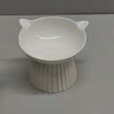 Ceramic Raised Cat BowlTilted Raised Cat Bowl Anti Vomit Cat Bowls for Indoor Cats Whisker Friendly Pet Feeder for Cats Puppies, Microwave and Dishwasher Safe (White)