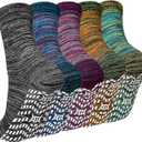 ZAKASA Non Slip Grip Socks - Non Skid Crew Grippy Socks for Men Women Anti Slip Grippers for Elderly Hospital Yoga Pilates XL
