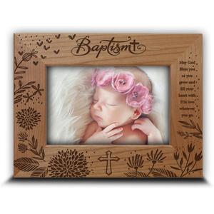 BELLA BUSTA -Blessings Baptism Christening Baby Girl/Boy Baptized Presents from Godparents -Ceremony of Baptizing a Child-Engraved Frame (5x7 Horizontal)